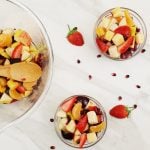 fruit salad in 2 serving bowls