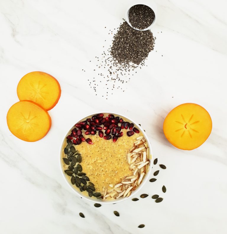 warm chia persimmon porridge