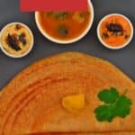 pin image of millet dosa with white text overlay on red background on the top.