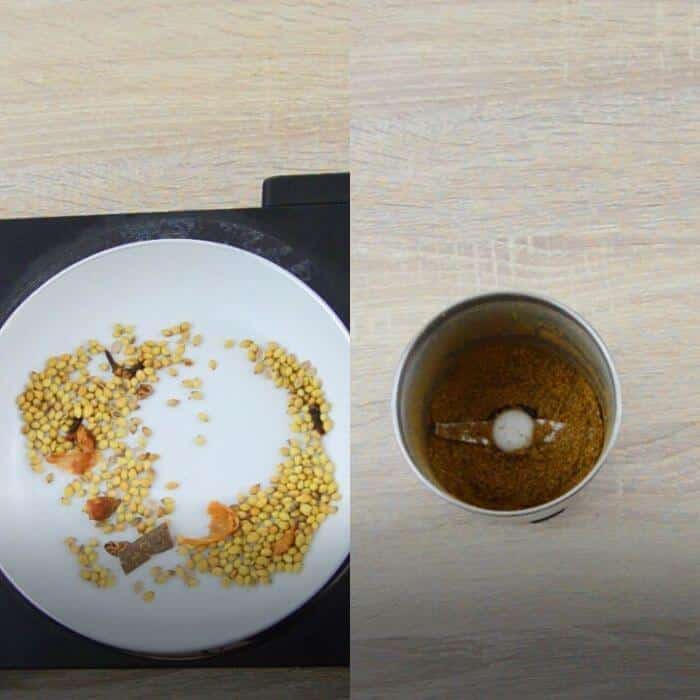 before and after pics of ground masala.