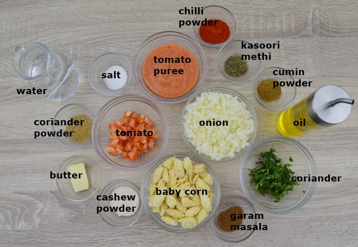 ingredients places in an individual bowls on a table.