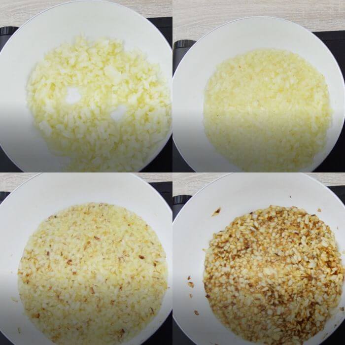 process of browning onions.