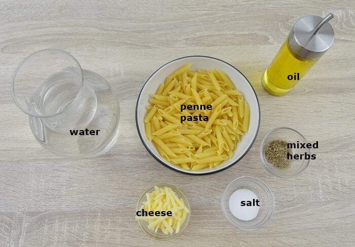 ingredients placed in individual bowls to make carrot pasta.