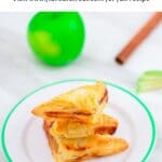 pin image of mini apple turnovers with black text overlay on top.