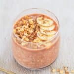 pin image of banana walnut overnight oats with text overlay on top and bottom.