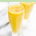 pin image of banana pumpkin smoothie with a brown text overlay on green background on top and bottom.