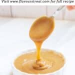 pin image of date caramel sauce with a black text overlay on the top.