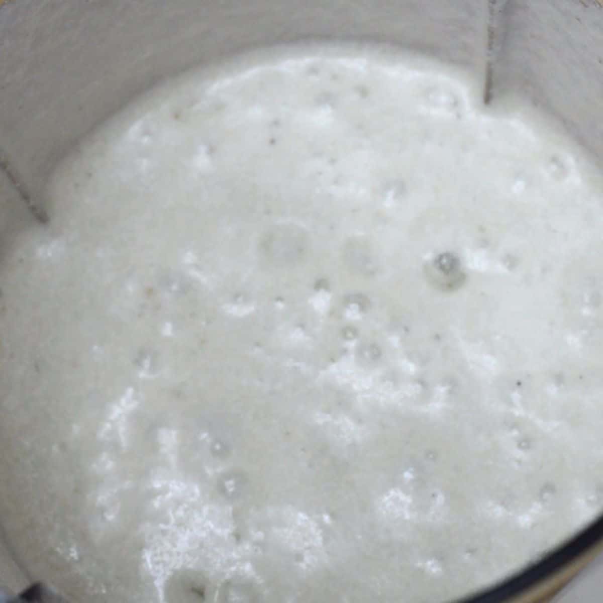 blended mixture in a blender jar.