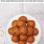 pin image of almond flour energy balls with black text overlay on the top.