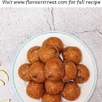 pin image of almond flour energy balls with black text overlay on the top.