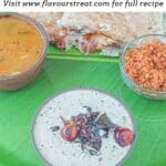 pin image of coconut peanut chutney with black text overlay on the top.