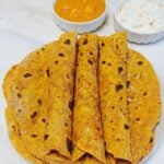 pin image of masala roti with text overlay on the top.