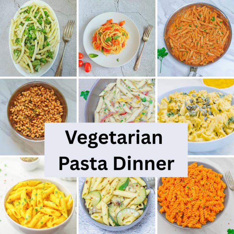 collage of nine images of different pasta dishes with text overlay in the centre.