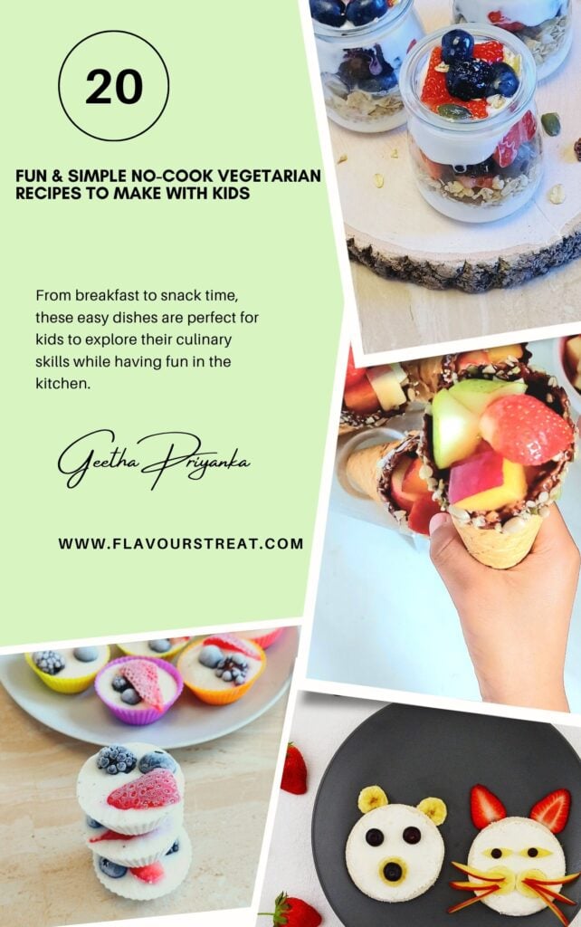 kids recipe ebook cover image with text on the left and collage of images on right.