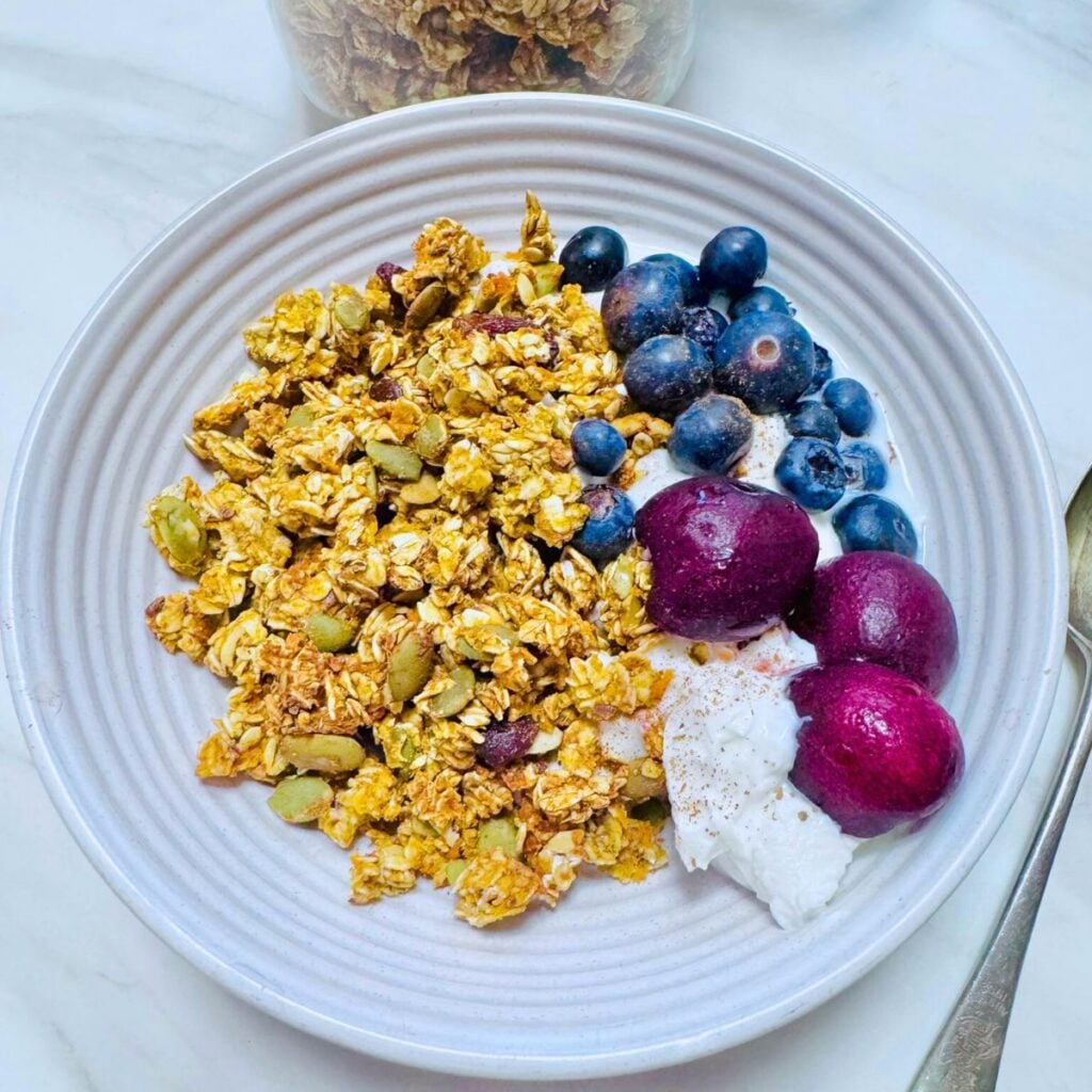 bowl of sweet potato granola